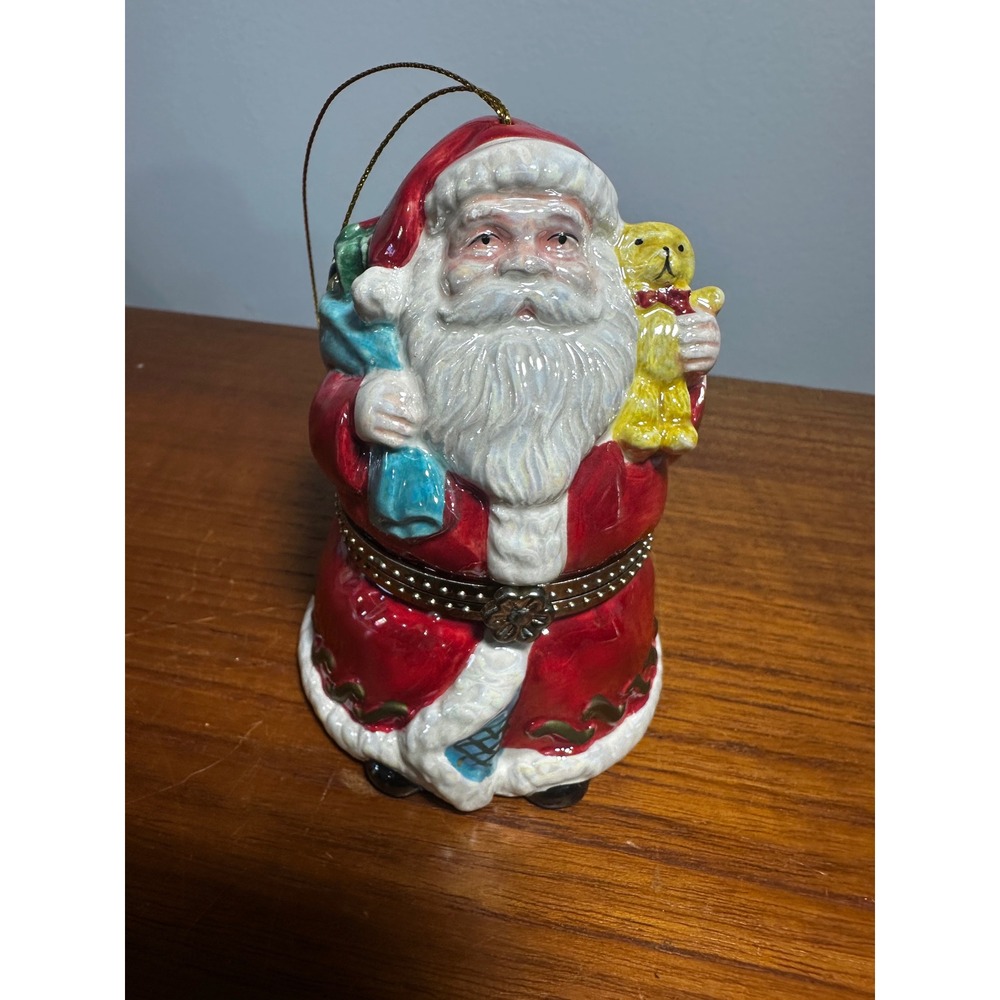 Mr Christmas Santa Claus Music Box Ornament Rotating Scene Ceramic 4.25in
